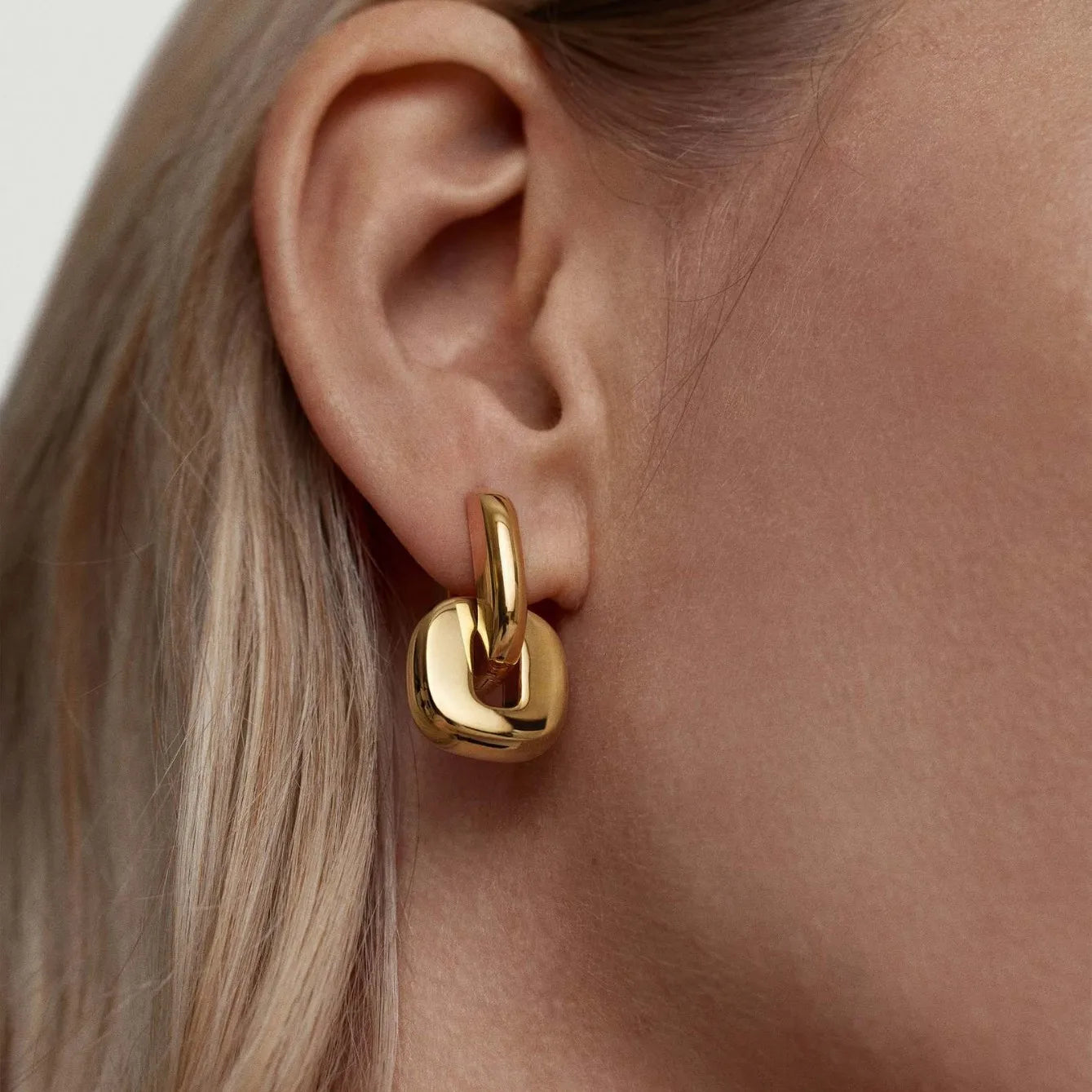 New Style Dainty 18K Gold Plated Stainless Steel Jewelry Waterproof Simple Bamboo Earrings for Women