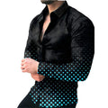 New Design Long Sleeve Tees Tops Gradient Color Polka Dot Print Shirt Extra Large Single Shirt for Men