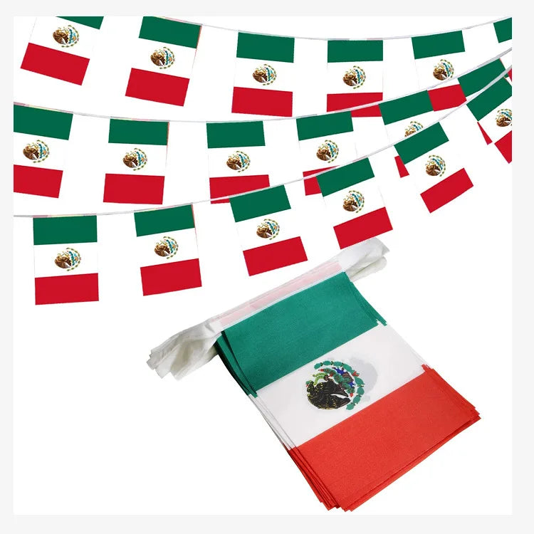 Flag of Mexico Series Festival Outdoor Party Flag Wholesale Custom Decor Fabric Bunting String Flag Garland