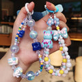 Trendy Plastic Beads Lanyard Handbag Decoration Cute Mobile Phone Anti Theft Chain Mobile Phone Wrist Strap for Girls