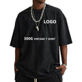Wholesale 100%cotton 300gsm Acid Wash Short-sleeved T-shirts Customizable logo Printed Vintage T-shirt Men's Oversized Tshirt