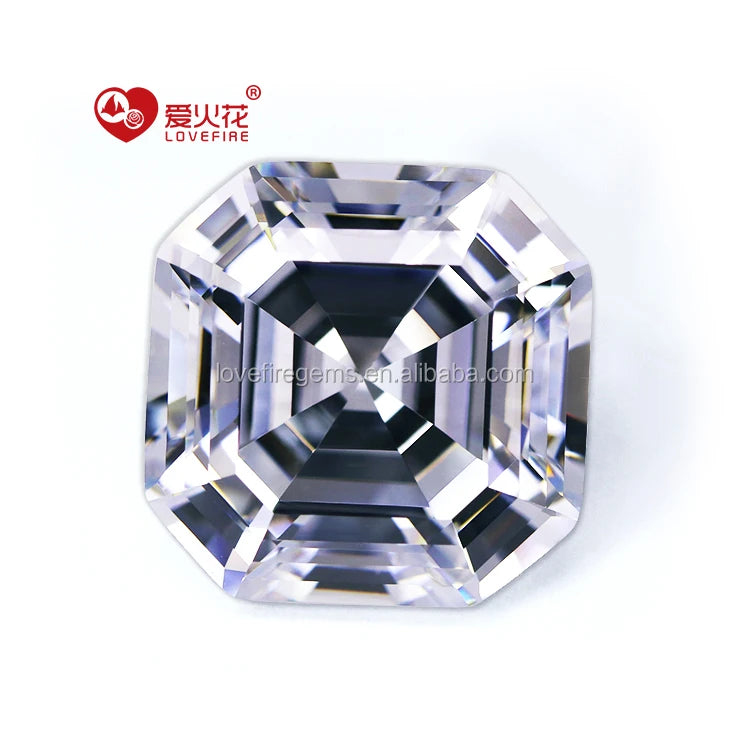 Ready Stock Wholesale 5a Grade Color Zircon Stone Price Asscher Cut Synthetic Cubic Zirconia