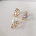 Wholesale Simple Fashion Zircon Design 18K Gold Plated Natural Freshwater Pearl Ring