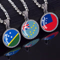 Australia Flag Hip Hop Necklace Rhinestone Pendant Bling Iced Out Tennis Chain Fiji Samoa Kiribati Tuvalu National Flags Jewelry
