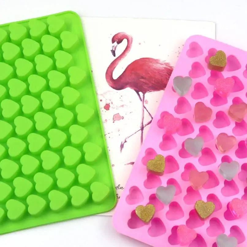 008 55 Cavities Hearts Shape Silicone Chocolate Mold Kitchen Baking Utensils Soap Mold Trays