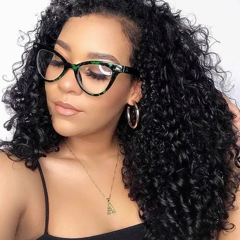 Custom Logo Newest Fashion Retro Green Leopard Women Eyeglasses Frames Cat Eye Anti Blue Light Glasses Women