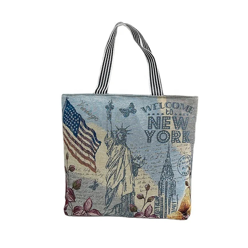2023 New York Version Large Capacity Wholesale Female Make-up Retro Style Women's Shoulder Handbag Tote Bag