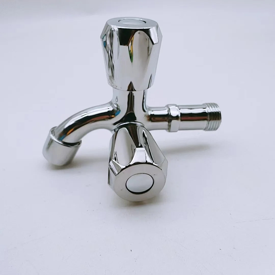 Bathroom Double Handle Water Balcony Faucet Front and Rear Multi-functional Five Star Wheel Double Faucet
