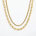 JOOLIM High End Stainless Steel Double-layer Hip-hop Box Chain Paper Pin Necklace 18K Gold Plated Jewelry Wholesale