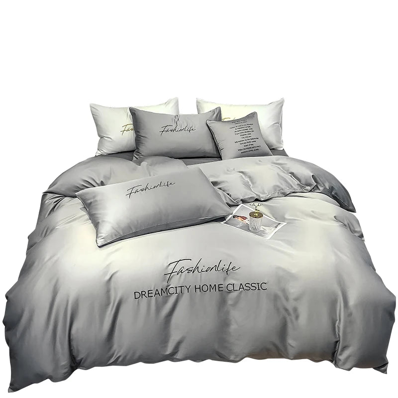 Luxury Silk Bedding Embroidered Hotel Duvet Cover Bed Sheets Bedding Set Online