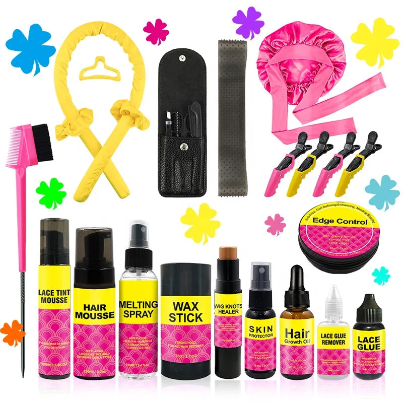 New Arrival  Lace Glue Remover Wax Stick Edge Control Lace Tint Spray Mousse Melting Spray Elastic Band  Wig Box Wig Install Kit