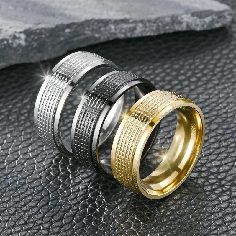 European and American Trend Design Titanium Steel Men's Ring Fashion Temperament Business Style Couple Ring Hand Jewelry