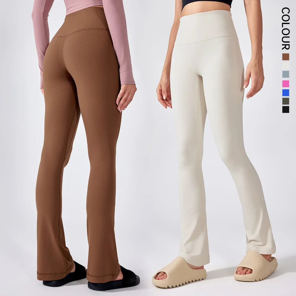 SHINBENE 31" Flare Leggings Bootcut Bell Bottom High-Waisted Solid Yoga Pants with Spandex Fitness Tights for Workout