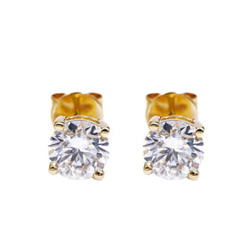 Tianyu Gems Custom 14k Yellow Gold Four Prong Setting Moissanite Diamond Stud Earrings Fine Jewelry for Daily Wear and Gifting