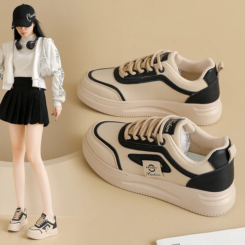 F1682 Spring/Summer New Arrivals Women's Shoes Breathable White Sneakers Korean Style Fashion Versatile Platform Casual Shoes