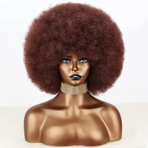 FUJIA Short 70s Afro Wigs for Black Women Large Synthetic Black Short Afro Wig 70#39;s 8 Inches 60s Afro Wig for Women Bouncy