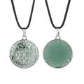 Wholesale Round Stone Openwork Alloy Flower Pendant Healing Crystals Pendants for Necklace Accessories