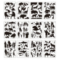 Drawing Stencil Set DIY Forest Dinosaur Ocean Series 70 Different Patterns for Children Plastic Stencils