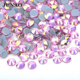 JUNAO Good Price SS4-SS30 Iron on Crystal Rhinestones AB Colors Hotfix Rhinestones SS10 Clothes Glass Heat on Stones for Wedding