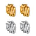 Cold Wind Personality Geometric Lines Splicing Design Sense Earrings Ins Wind Niche Titanium Steel Gold-plated Earrings Female