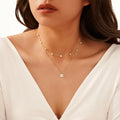 Fashion 925 Sterling Silver Double Layer Natural Freshwater Pearl Gold Plated Necklace Flower Necklace Jewelry for Women