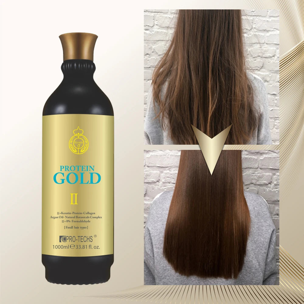 OEM Custom Professional Formaldehyde Free Salon Hair Gold Keratin Argan Oil 2-in-1 Formula ISO Certified Brazilian Hair