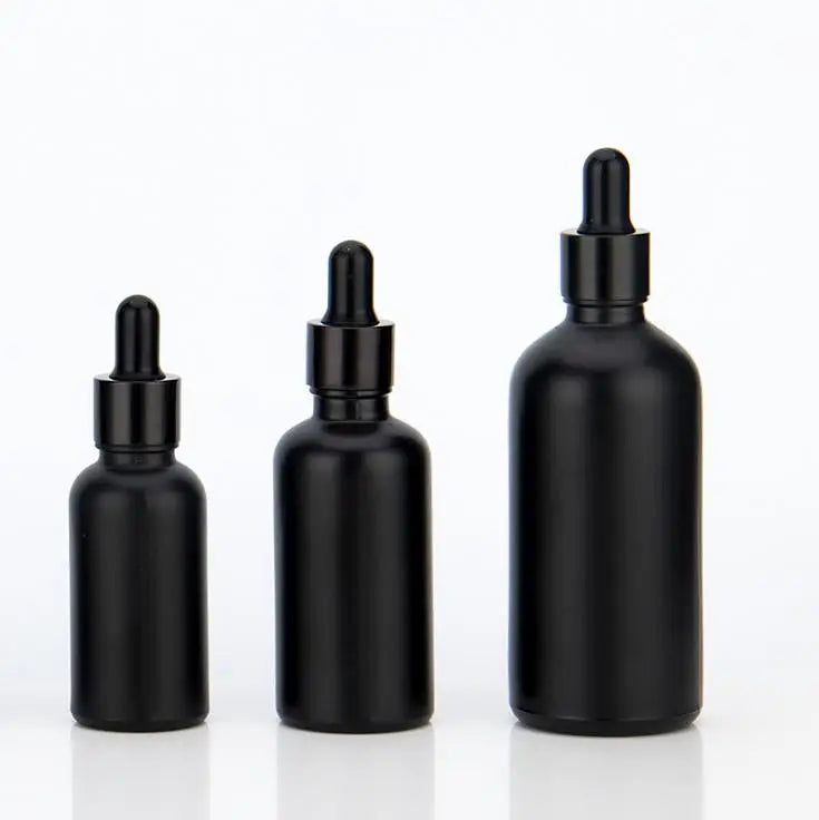 5ml 10ml 15ml 20ml 30ml 50ml 100ml Matte Frosted Black Glass Dropper Bottle Essential Oil Bottles With Gold Dropper