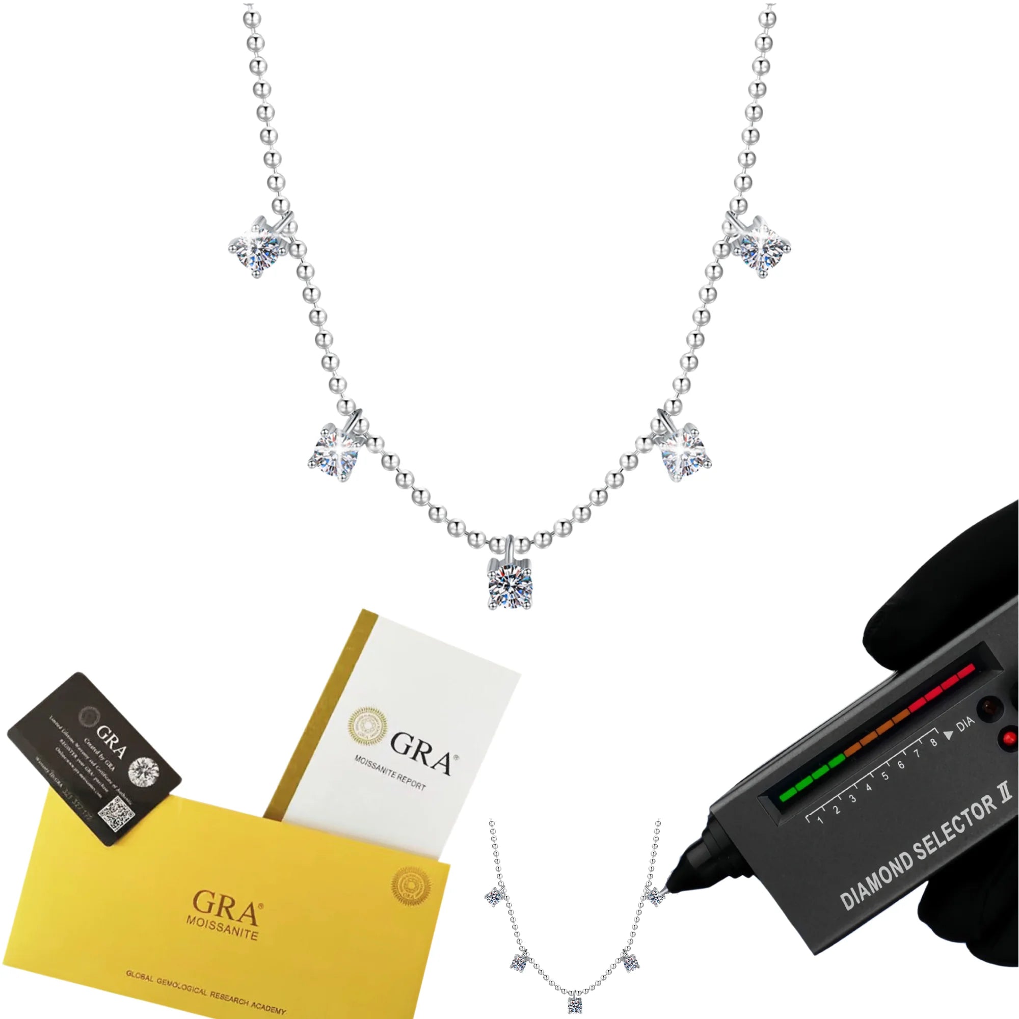 Hot Sale S925 Sterling Silver Moissanite Necklace Retro Senior Sense Bright Star Collarbone Chain for Girlfriend Birthday Gift