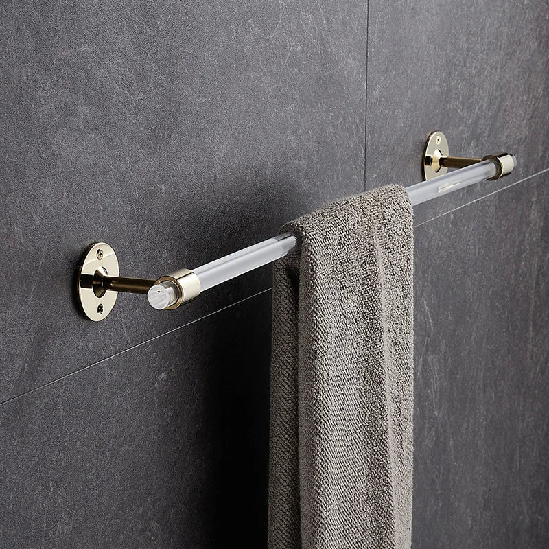Modern Eco-Friendly Acrylic Single Towel Bar Wall Mount Bathroom Towel Holder Rack