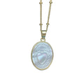 Wholesale Custom White Sea Shell Oval Sacred Heart Pendant Necklace for Women 2021 Jewelry