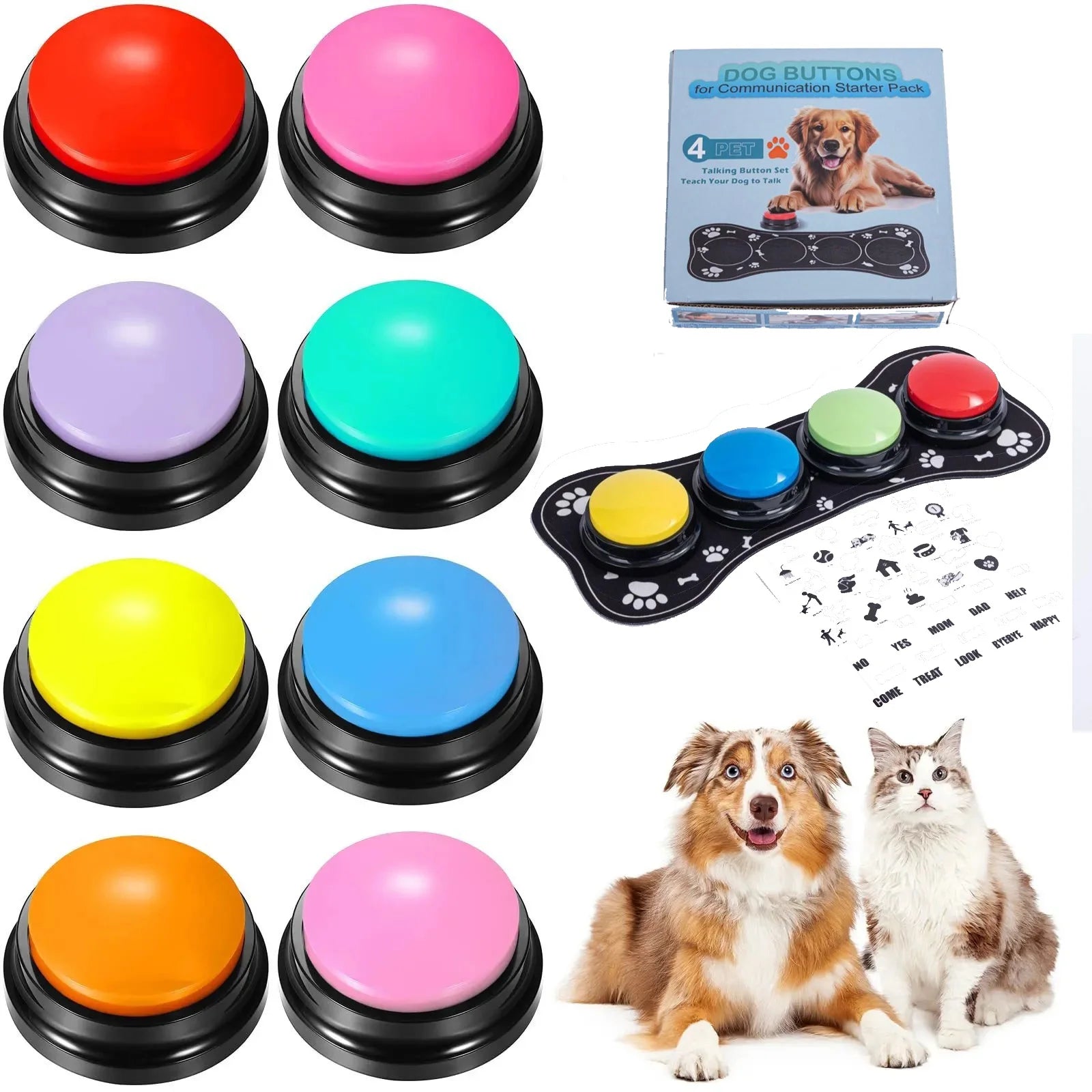 Pet Doggy Speech Voice Answering Recording Recordable Animal Dog Sound Training Smart Talking Buttons Buzzers Toy Button