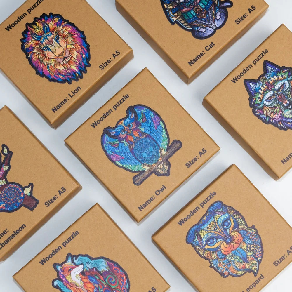 Small Size Unique Shape Wooden Jigsaw Puzzles Beautiful Animal Wall Hanging Decoration Puzzle Pieces