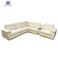 Winforce New Modular L-Shape Sectional Sofa Leather Functional Sofa With Wireless Charger and Speaker Living Room Furniture Set