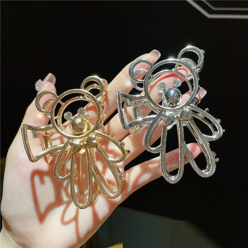 Women Hair Claws Metal Cute Cartoon Bear Shark Clip Elegant Gifts For Girls Fashion Headwear Accessories Metal Hollow Hair Grab