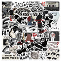 50Pcs Fashion Black White City Pop Graffiti Stickers for Luggage Laptop Decor Retro Disco Sticker