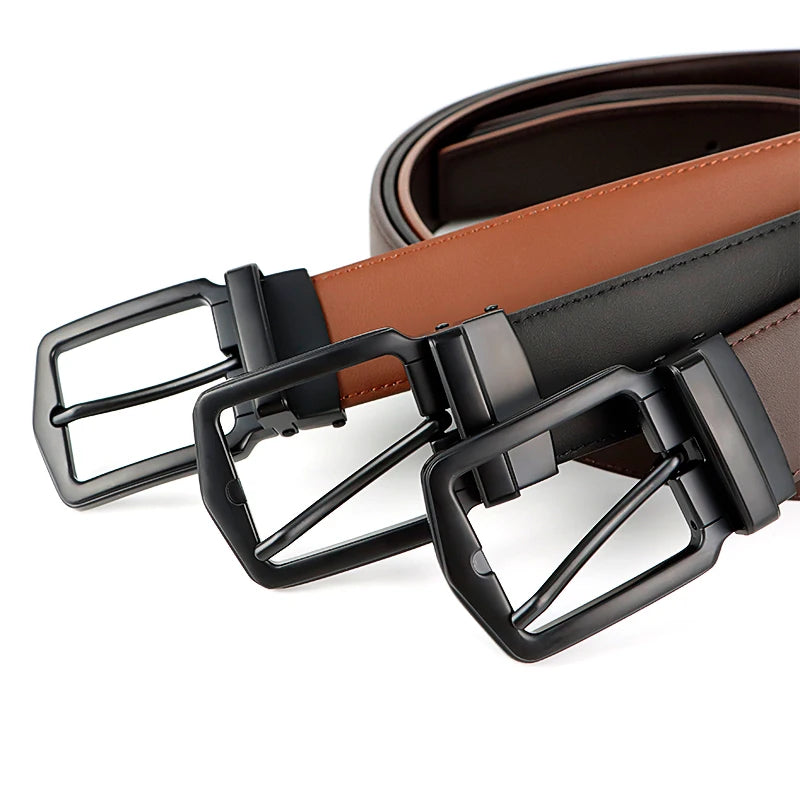 OEM Factory Customized Hot Selling Pin Clip Buckle Retro Men Black and Brown Leather Belt Classic Fashion Belt