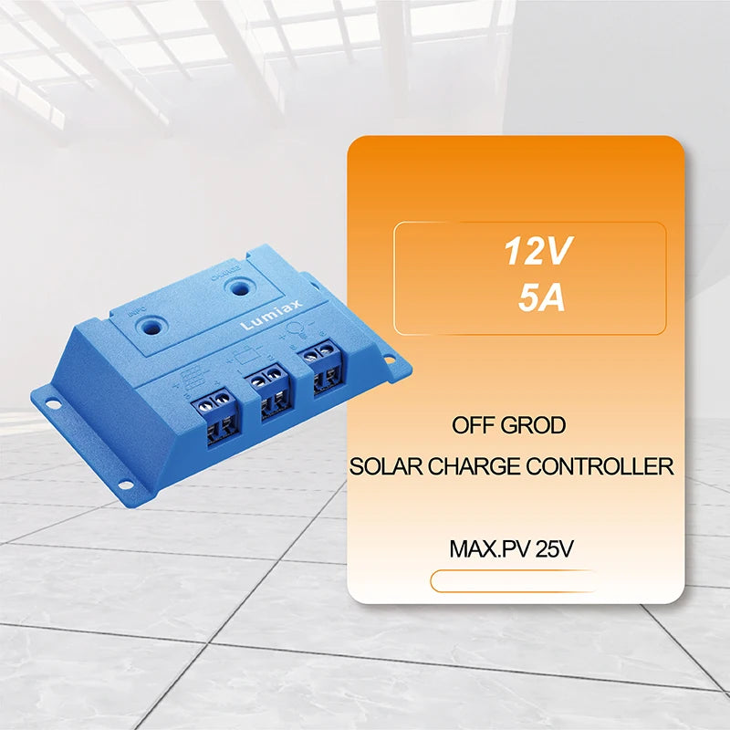 Lumiax 5A 12V PWM Solar Charge Controller for CCTV and Solar Systems Efficient Regulator Charger