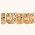 Dingran Unique Design Gary Triangle and Zircon Huggie Earrings Stainless Steel Gold Plated Trendy for Party Wedding Gift