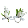 Artificial Corsage Aisle Wedding Tulip Lily of the Valley Accessory Flowers Groom Bridesmaid Formal Party Wedding Floral Decor