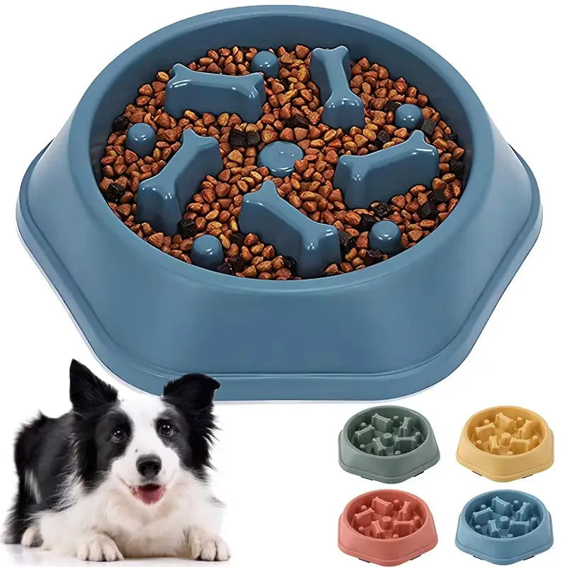 Small Round PP Pet Bowl - Automatic Slow Feeder for Dogs & Cats Healthy Puppy Food Dish with Non-Slip Base