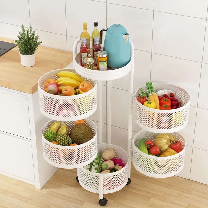 Factory Direct Circular Kitchenware Rotating Fruits Spice Shelf Storage Rack