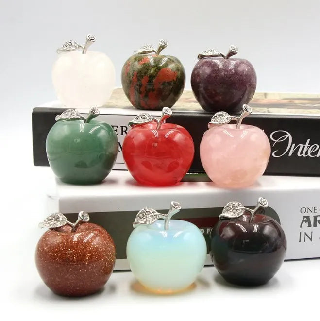 Colourful Crystal Carving Apple Quartz Different Material Crystal Apple for Decoration