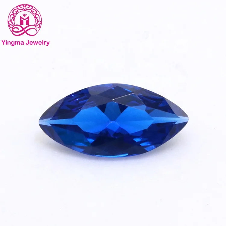 Good Quality 1.5*3-5*10mm High Temperature Resist Wax Setting 113# Blue Color Marquise Cut Synthetic Spinel Gemstone