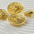 Designer Retro Round Hollow-carved Design Glossy Gold Metal Shank Button