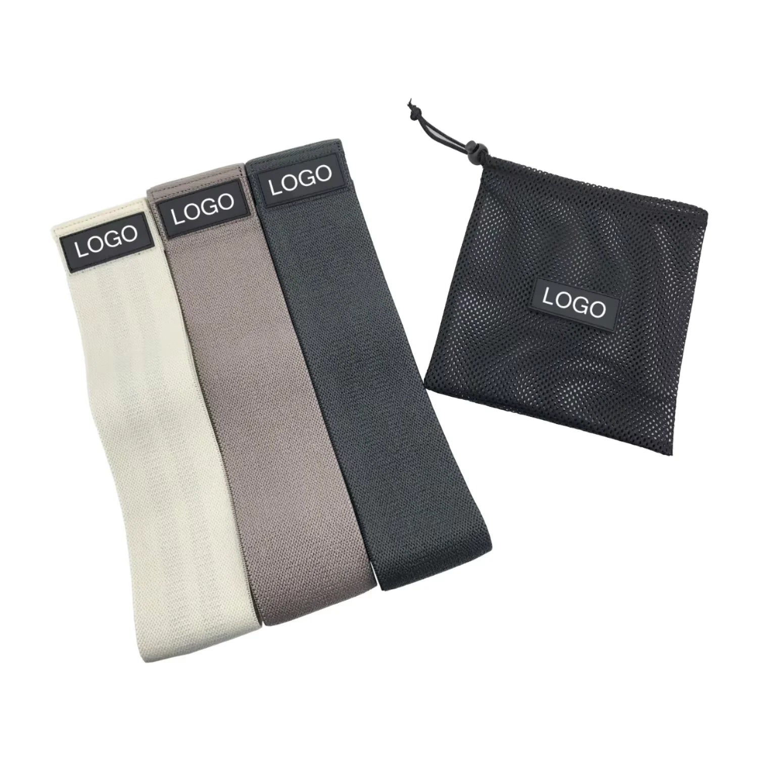 Custom Logo Print Polyester Fabric Hip Booty Bands Set Fitness Resistance Bands with 18-70lbs Tension Durable