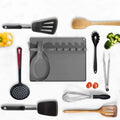 Silicone Spoon Rest with Drip Pad for Multiple Utensils 5 in 1 Larger Size Spoon Holder for Stove Kitchen Storage Rack