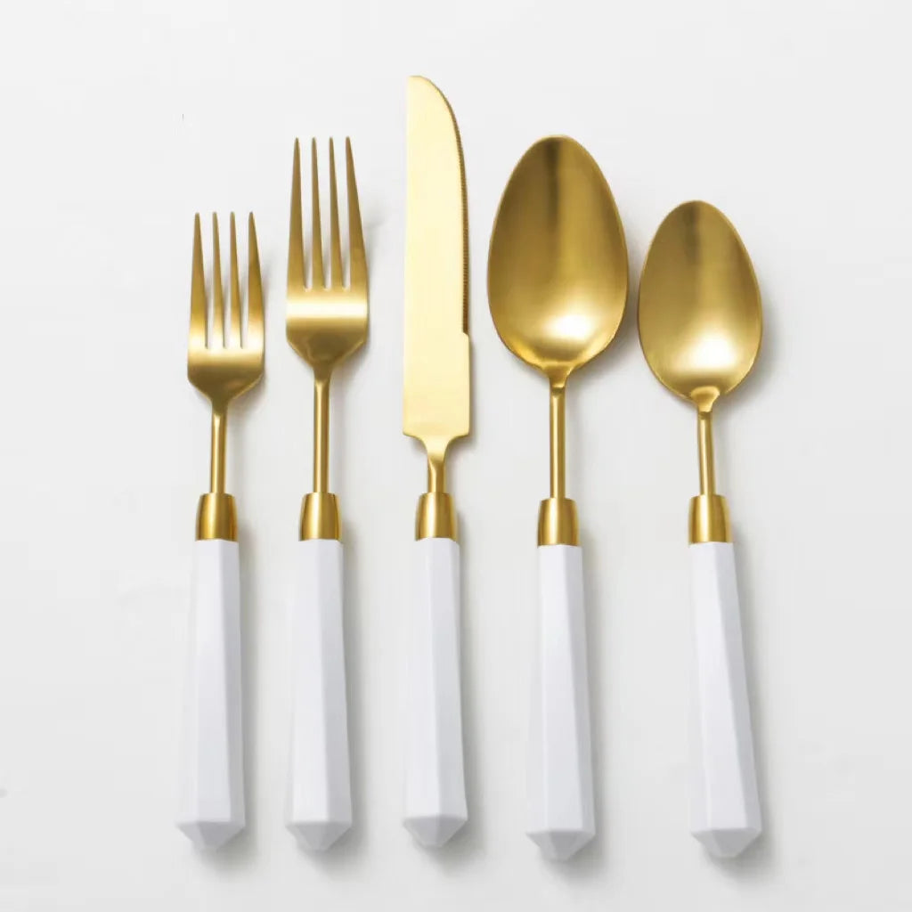 Joy Tableware Diamond Flatware Acrylic Handle Cutlery Stainless Steel Cutlery Sets