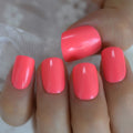 Neon Short Press on Nails Nails Summer Color Fake Nails Deep Pink Bright Color Designed ABS Material Fingernails MegaBDM
