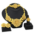 24k Gold Plated Afghane Jewelry Sets Bridal Indian Necklace Bracelet Earrings Ring African Products Gift Traditional Jewelry