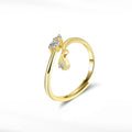 Wholesale Women 925 Silver Ring Jewelry Gift 5A CZ Charms Gold Adjustable Ring